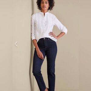 Soft Surroundings Pull On Women’s Petite Large Denim Stretch Jeans Dark Wash